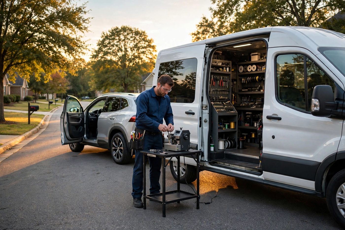 Mobile locksmith at work in Metro Atlanta